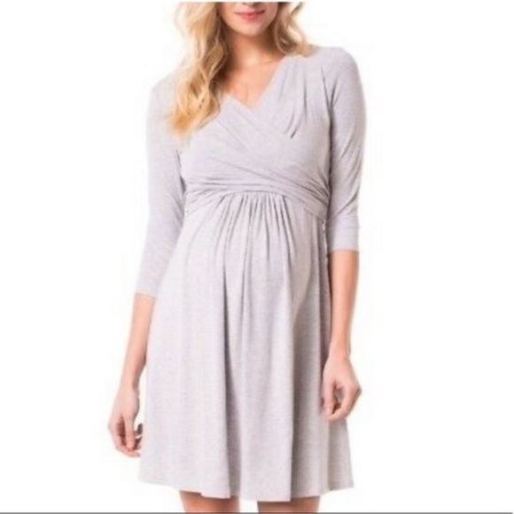 Pip & Vine Gray Maternity wrap top dress - Picture 2 of 7